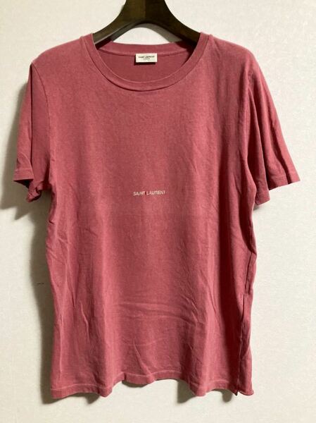 【美品】 Saint Laurent paris サンローラン サンローランパリ 定番 ロゴ Tシャツ XS メンズ シャツ デニム ブーツ レザージャケット