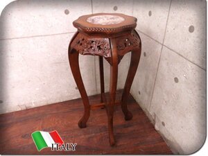 ■美品■Italia/イタリア最高級■アンティーク■透かし彫り■彫刻/レリーフ■大理石/マーブルトップ■花台/サイドテーブル■smm2843f