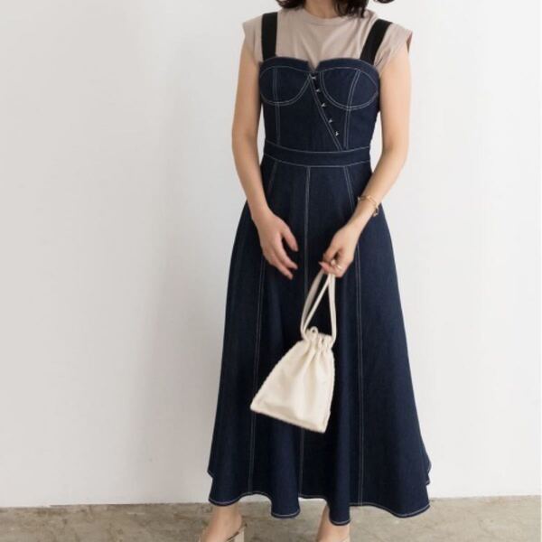 RANDA ビスチェデザインワンピース (DENIM)