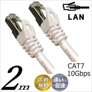 □LANケーブル 2m Cat7 高速転送10Gbps/伝送帯域600Mhz RJ45コネクタツメ折れ防止 ノイズ対策シールドケーブル7T02□