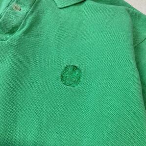 90‘s イングランド製 Aquascutum アクアスキュータム ワンポイントロゴ 半袖 鹿子 ポロシャツ メンズ Lサイズ グリーンの画像3