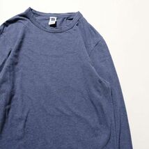 00's ギャップ GAP ソリッドカラー クルーネック コットン Tシャツ 長袖 (XS) 青灰系リブ無し ロンT 無地 前V 00年代 旧タグ オールド_画像1