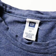 00's ギャップ GAP ソリッドカラー クルーネック コットン Tシャツ 長袖 (XS) 青灰系リブ無し ロンT 無地 前V 00年代 旧タグ オールド_画像8