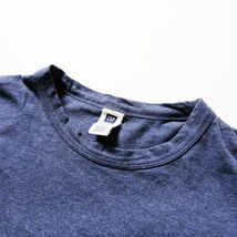 00's ギャップ GAP ソリッドカラー クルーネック コットン Tシャツ 長袖 (XS) 青灰系リブ無し ロンT 無地 前V 00年代 旧タグ オールド_画像7