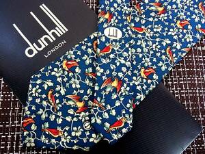 ・ω・ ★SALE★2184★ダンヒル【ｄunhill】～花・鳥 柄～ネクタイ♪