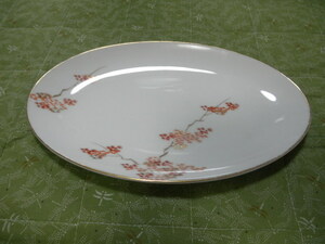 ＠＠　深川　深川製　楕円皿　皿　モミジ　紅葉　懐かしのお皿　　上径２４．２ｃｍ×１４．７ｃｍ　