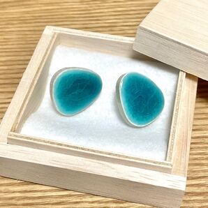 美濃焼き ピアス ターコイズブルー