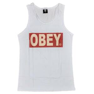 OBEY オベイ ブランド カーキロゴ タンクトップ (ホワイト) (XXL) 【並行輸入品】