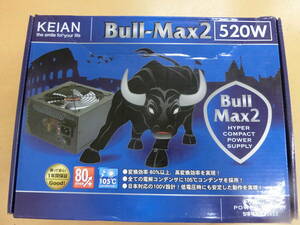  used ( junk ) KEIAN made Bull-Max2 520W ATX power supply KT-520RS2 [228-1050]* free shipping ( Hokkaido * Okinawa * remote island excepting )*S