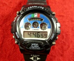 FM5F4)* work properly wristwatch free shipping ( outside fixed form )* valuable World Cup 98 France Logo house 