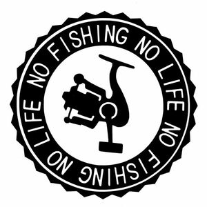 ★千円以上送料0★(15cm)【リール型-NO FISHING NO LIFE】　フィッシング・釣り・カー・車用にも、ステッカーDC1