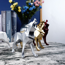 新商品 幾何学的なオオカミ像1p全4色 幾何学的 狼 オオカミ 置物 インテリア アート オブジェ 装飾 像 北欧 工芸品_画像2