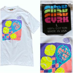 USA製 90's CYRK ヴィンテージ Tシャツ サイズ L ホワイト 白 テニス grand cypress シングルステッチ 発泡プリント atp アメリカ製