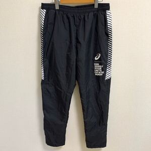 【美品 XL】asics 裏地有 ウインドブレーカー パンツ アシックス サッカー フットサル 黒 スポーツウェア トレーニングウェア