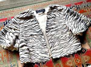  Ferragamo sheep leather made Zebra pattern short sleeves sho-to jacket 40(S) Italy made 