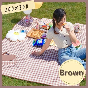 レジャーシート 大判 ギンガムチェック ブラウン 200 200 コンパクト 茶 茶色 チェック ピクニック 防水 韓国 遠足