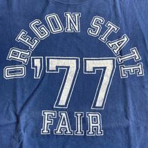 70s ビンテージ OREGON STATE FAIR 77 フロッキープリント Tシャツ (染み込み チャンピオン 88 バータグ 単色 トリコ 40s 50s 60s 80s 90s_画像6