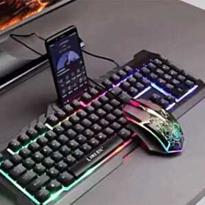 PS4対応　ゲーミング　キーボード　マウス　セット　防水　LED　ライト　発光