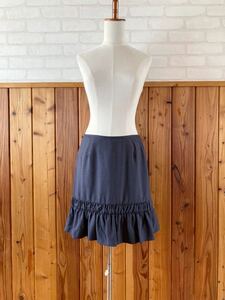 Ray BEAMS lady's skirt 1 navy navy blue Beams M size rank on goods plain frill Flare knees height skirt Ray Beams B