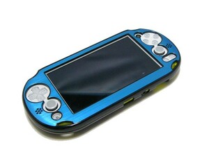 PSVITA2000用保護プラスチックxアルミ収納ケースカバー新品水色