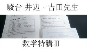 駿台　吉田浩二・井辺卓也先生　18年夏期　数学特講Ⅲ　講義解説プリント・more問題・講義ノート　鉄緑会　河合塾　東進　Z会　