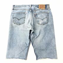 ユーロ リーバイス ☆ LEVIS 501 ベルギー製 デニム ハーフパンツ ショートパンツ 切りっぱなし W36 ビッグサイズ 最高の風合い♪■Ja4555_画像3