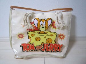 貴重！未使用 ピーナッツクラブ TOM&JERRY トムとジェリー ビニール トートバッグ ラウンドワン限定