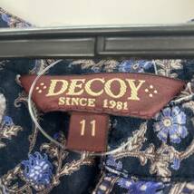 YA22【2003】DECOY レディーストップス サイズ11 コットン100％ 総柄 花柄 ネイビー【220102000067】_画像3