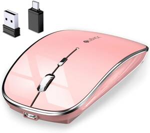 『送料無料』BLENCK ワイヤレスマウス 充電式 小型 静音 省エネルギー 2.4GHz 3DPIモード 光学式　Mac　Windows　ローズゴールド　ピンク