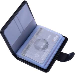 『送料無料』カードケース 磁気 スキミング防止 Wisdompro 名刺ファイル クレジット　PUレザー 二つ折　縦型 ブラック 20枚収納　黒