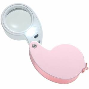 『送料無料』ジュエリー鑑定 校正・校閲用 携帯ルーペ【倍率40倍】折りたたみ式/LEDライト付 ピンク 拡大鏡 ルーペ