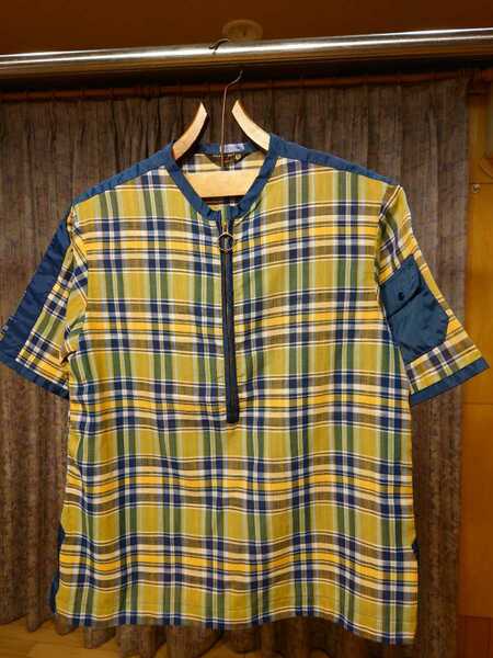 1960's ヴィンテージ　マドラスシャツ　半袖 ハーフジップ チェックシャツ　スタンドカラー 半袖シャツ ナイロン　美品