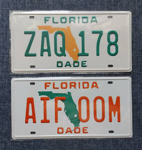 Miami Vice ナンバープレート 原寸大レプリカ デイトナ(ZAQ 178)＋テスタロッサ(AIF 00M) 検索:マイアミバイス マイアミ・バイス