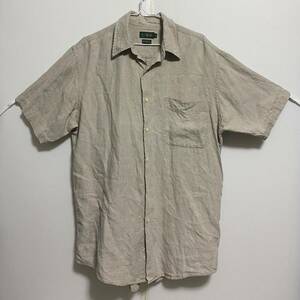 90s старый бирка J.CREW J Crew рубашка с коротким рукавом linen100% размер S 90 годы America American Casual USA