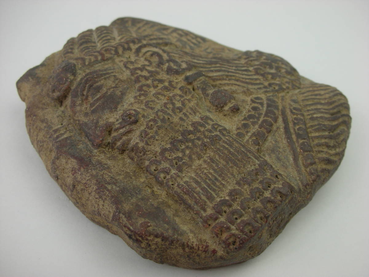 古代シリアメソポタミア文明シュメール文字王の顔テラコッタ彫刻断片
