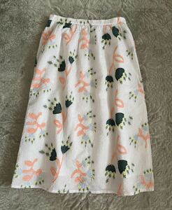  bulle de savon up like embroidery gathered skirt floral print cotton stripe beige made in Japan 