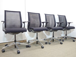 4脚セット スチールケース Steelcase シンクチェア Think デスクチェア メッシュチェア オフィスチェア 事務 中古