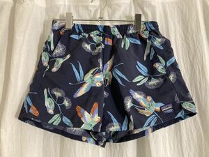 美品 XS Patagonia Women's Baggies Shorts パタゴニア ウィメンズ バギーズショーツ PANN 鳥 総柄 ネイビー PABL レディース 山と道