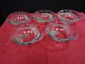 ガラス皿　ガラス 　盛鉢 　サラダボウル 　色付き　サイズ約直径14.5cm高さ5cm　5セット　まとめて　k-545sp1