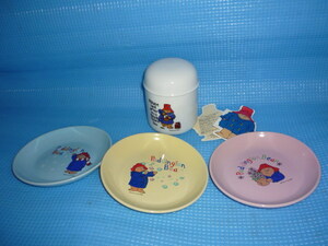 E hard-to-find * not for sale * unused *AGF×pa DIN ton * Bear - canister .KFC biscuit plate plate 3 sheets 