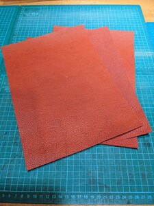 国産ヌメ革 オイルシュリンク A4 ダークチェリー 3枚セット
