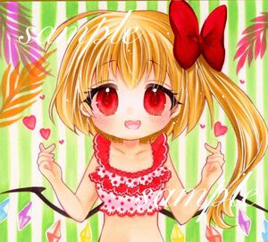 同人手描きイラスト *東方Project*フランドール・スカーレット*コピック原画*小色紙