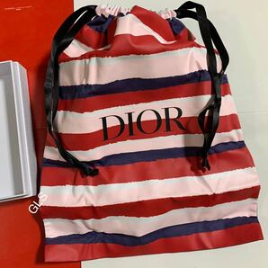 激レア 新品本物 Christian Dior 巾着 ポーチ レッド 大きめ 大判 ボーダー ディオール シューズケース ノベルティ 限定 非売品