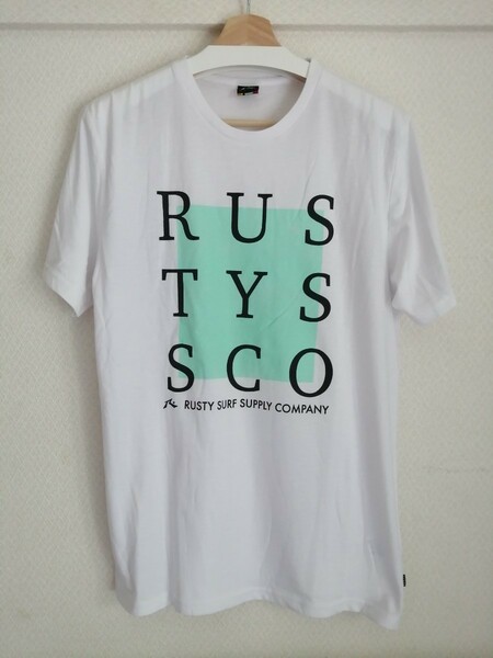 RUSTY◇ラスティ プリントTシャツ 半袖Tシャツ XL 白