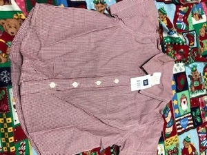 babyGap*2 -years old for (90)* short sleeves shirt * red x white check * unused * stylish 