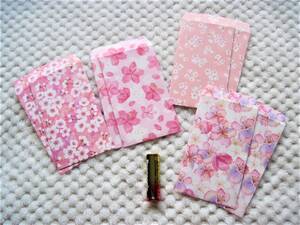 雑貨■ポチ袋 さくら柄 4種 桜 和 日本 花 春 かわいい ピンク 綺麗 まとめ セット No.008B おくりもの 手工芸 折り紙 手作り ハンドメイド