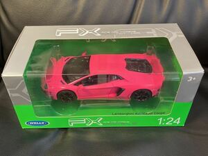 新品1/24 ランボルギーニアヴェンタドールクーペLamborghini Aventadorダイキャストミニカー ウィリーwelly FX蛍光ピンク？改造カスタム？