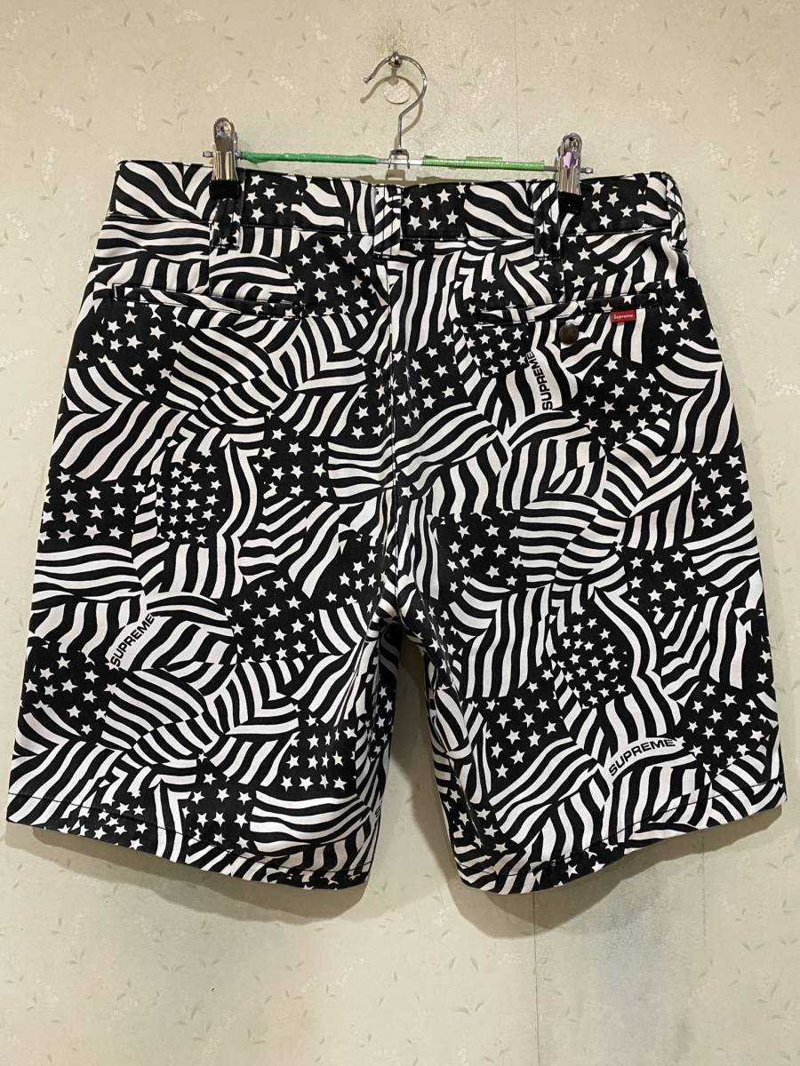 ※Supreme シュプリーム Work Short Black Flag 星条旗 チノ ワーク ショート ハーフ パンツ 32 BJBB.H