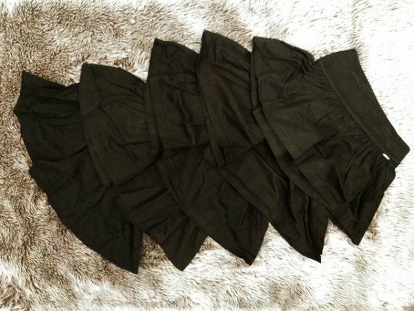 ap1868 ◇送料無料 新品 キッズ ギャザー スカート 5枚セット サイズ120 ブラック 黒 シンプル 無地 綿100% ミニ カジュアル キュロット