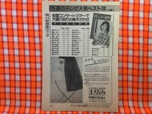 CN23780◆切抜き◇菊池桃子まゆみ◇タレント部門・全国コンサートツアーで大張り切りの桃子が21位・広告・日新火災海上